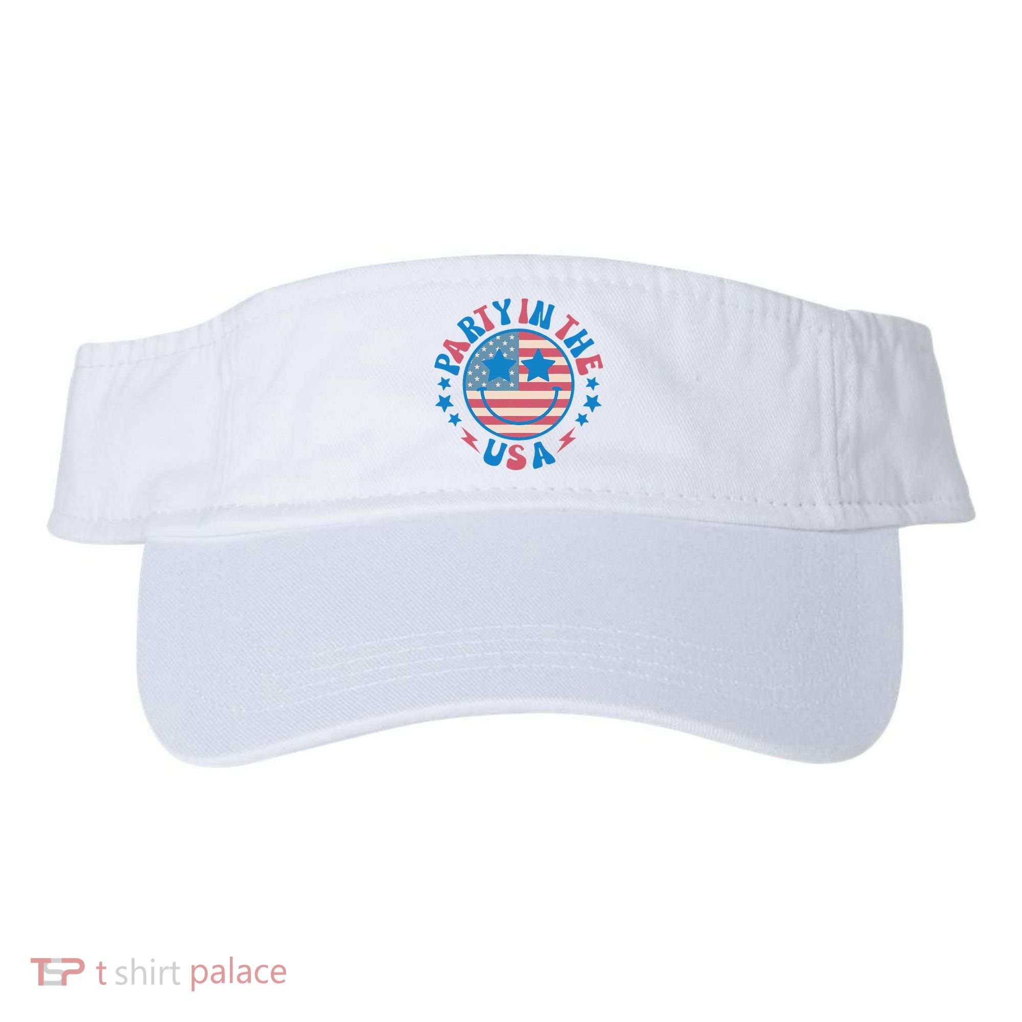Party In The Usa 4th Of July Preppy Smile Visor