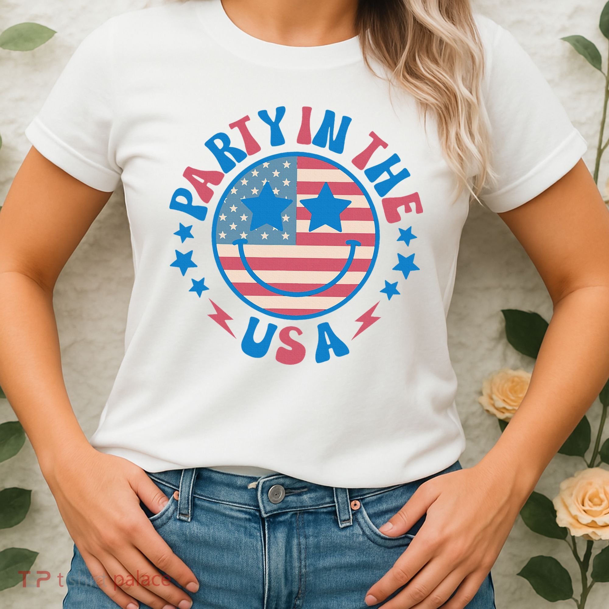 Party In The Usa 4th Of July Preppy Smile Women's T-Shirt