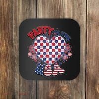 Party In The Usa Firework Red White Blue Heart Coaster thumb 0