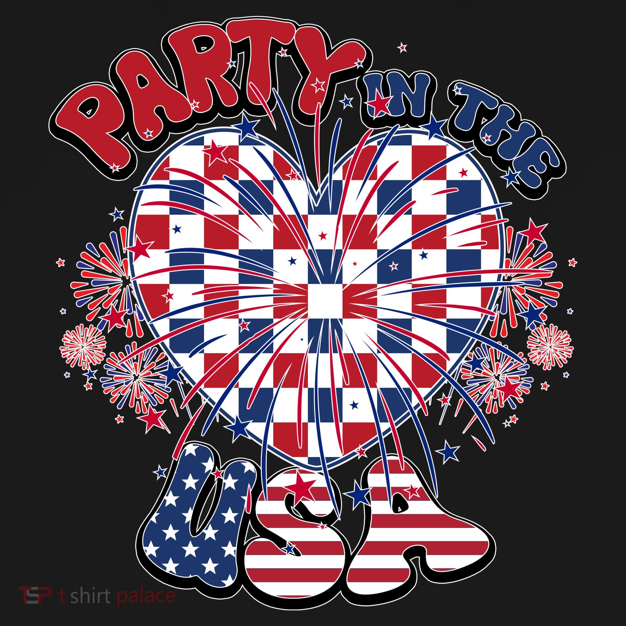 Party In The Usa Firework Red White Blue Heart Toddler Hoodie