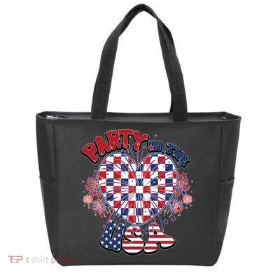 Party In The Usa Firework Red White Blue Heart Tote Bag