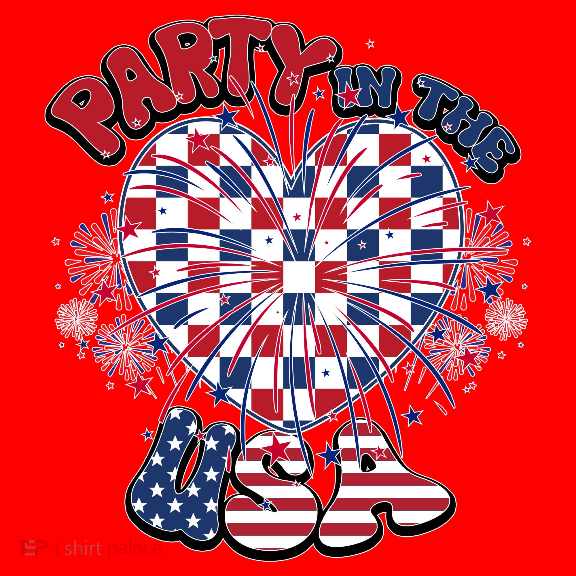 Party In The Usa Firework Red White Blue Heart Santa Hat