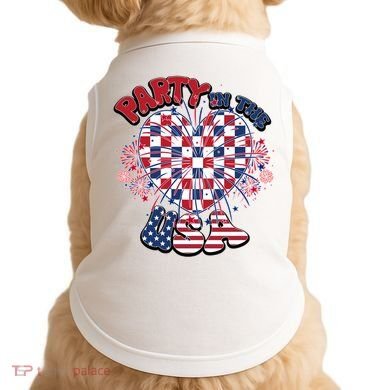Party In The Usa Firework Red White Blue Heart Doggie Tank