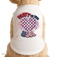 Party In The Usa Firework Red White Blue Heart Doggie Tank thumb 0