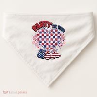 Party In The Usa Firework Red White Blue Heart USA-Made Doggie Bandana thumb 0