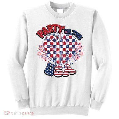 Party In The Usa Firework Red White Blue Heart Sweatshirt