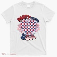 Party In The Usa Firework Red White Blue Heart T-Shirt thumb 0