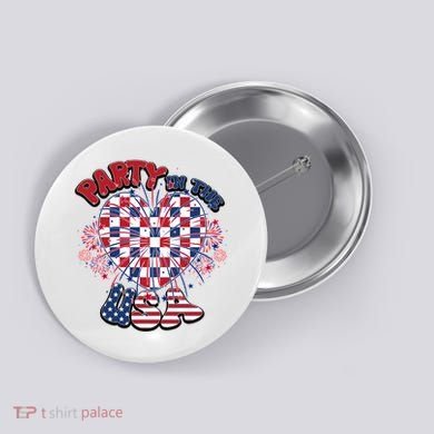 Party In The Usa Firework Red White Blue Heart Button