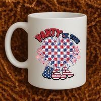 Party In The Usa Firework Red White Blue Heart Coffee Mug thumb 2