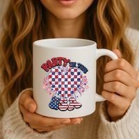 Party In The Usa Firework Red White Blue Heart Coffee Mug thumb 3