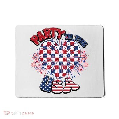 Party In The Usa Firework Red White Blue Heart Mousepad