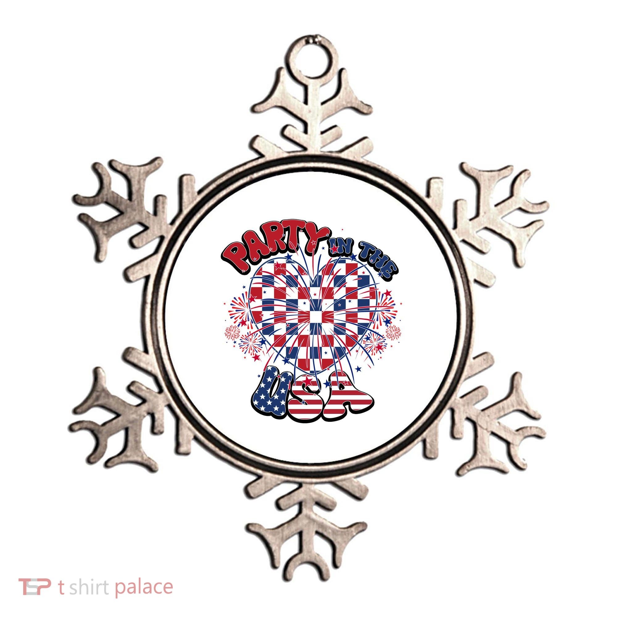 Party In The Usa Firework Red White Blue Heart Ornament
