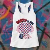 Party In The Usa Firework Red White Blue Heart Women's Tank Top thumb 3