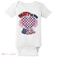 Party In The Usa Firework Red White Blue Heart Baby Bodysuit thumb 0