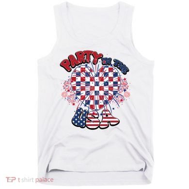 Party In The Usa Firework Red White Blue Heart Tank Top