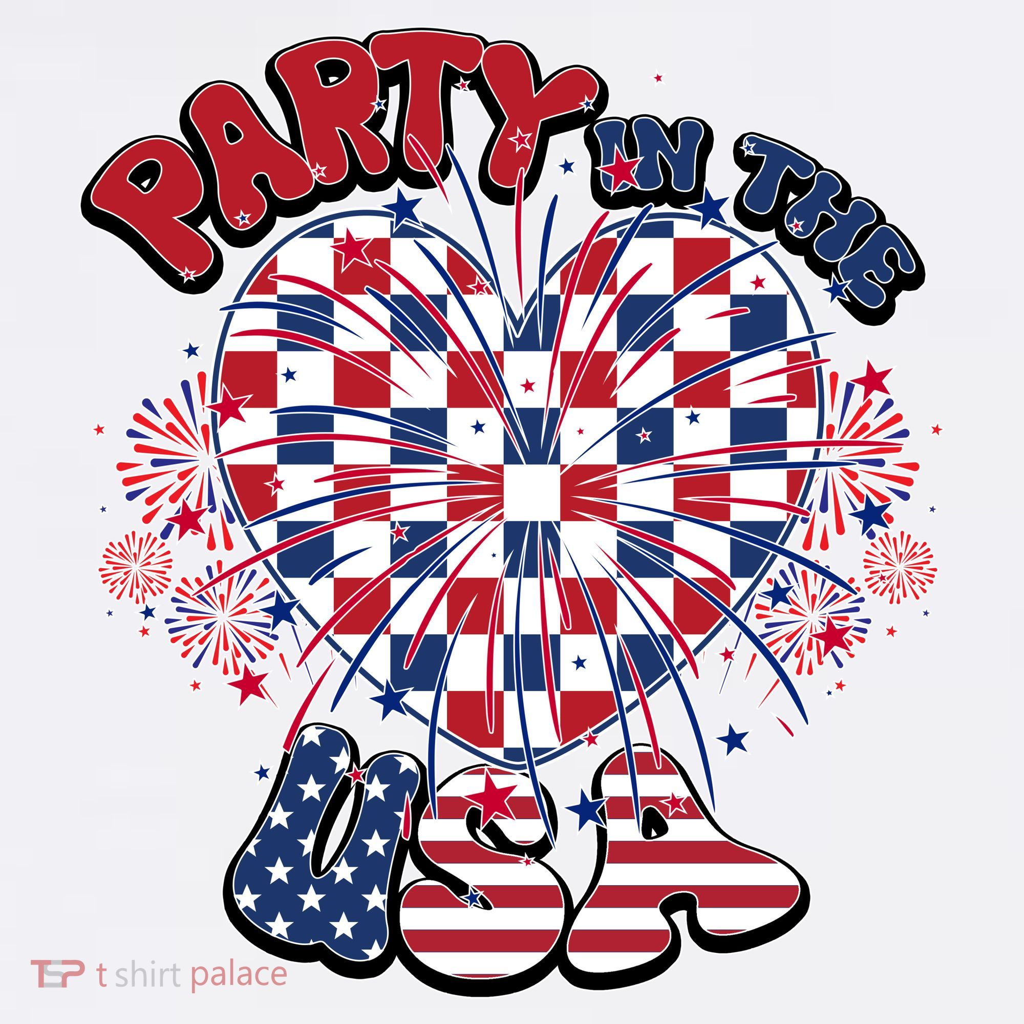 Party In The Usa Firework Red White Blue Heart Golf Towel