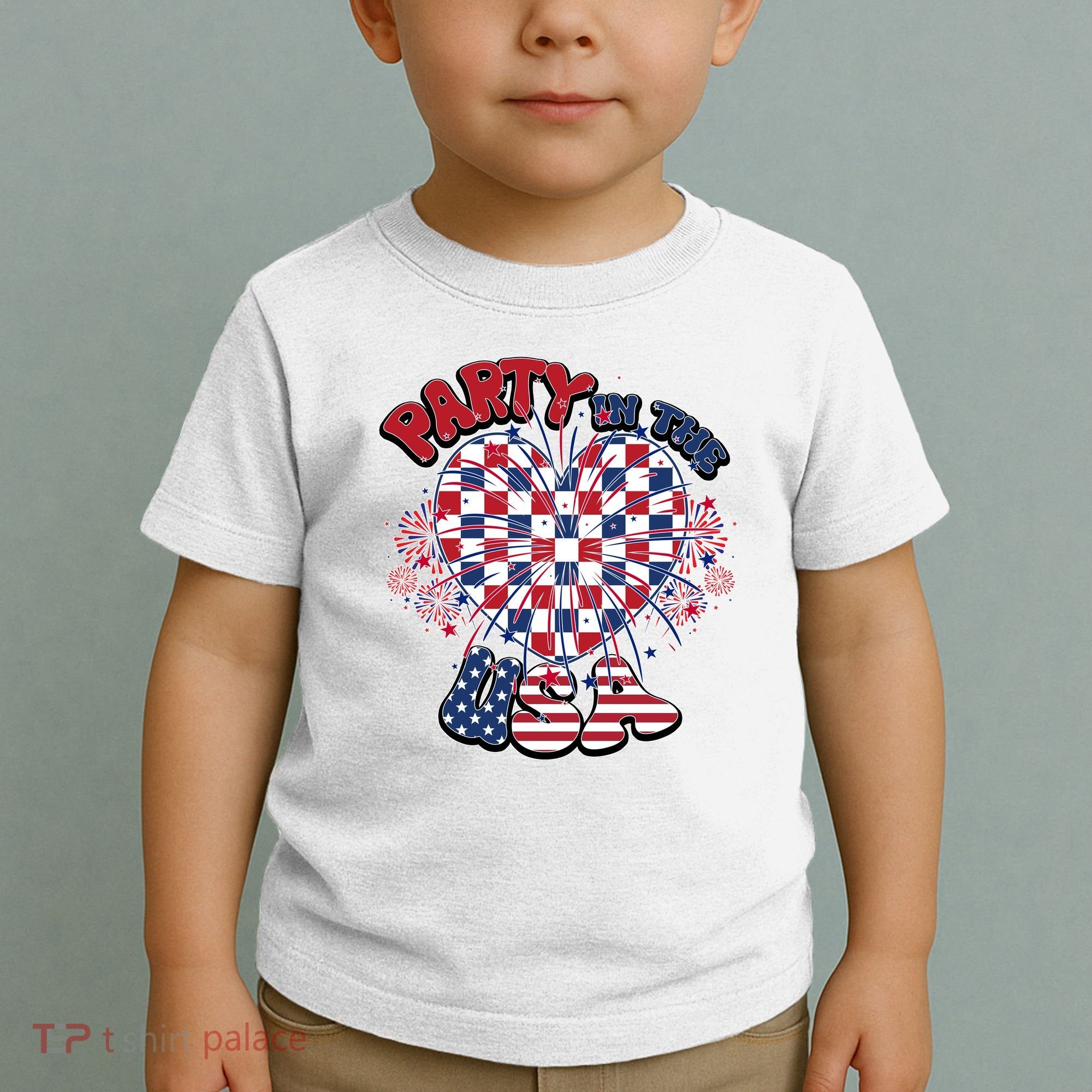 Party In The Usa Firework Red White Blue Heart Toddler T-Shirt