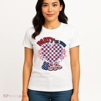 Party In The Usa Firework Red White Blue Heart Women's T-Shirt thumb 4