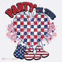 Party In The Usa Firework Red White Blue Heart Women's T-Shirt thumb 6