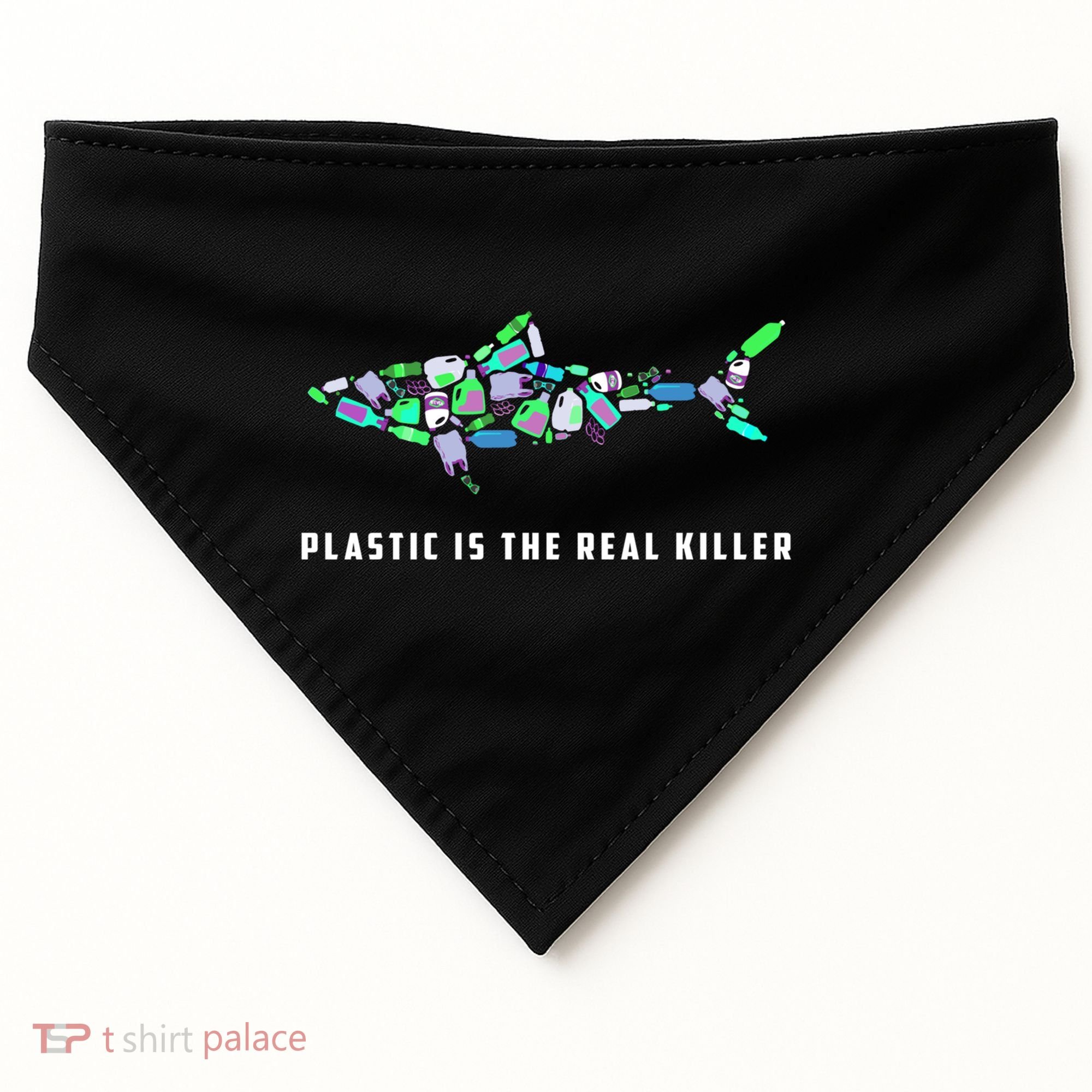 Plastic Is The Real Killer Costume Shark Save Ocean Cool Gift USA-Made Doggie Bandana