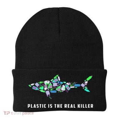 Plastic Is The Real Killer Costume Shark Save Ocean Cool Gift Beanie