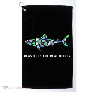 Plastic Is The Real Killer Costume Shark Save Ocean Cool Gift Golf Towel