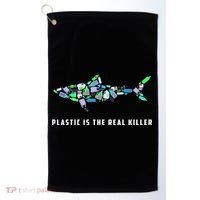 Plastic Is The Real Killer Costume Shark Save Ocean Cool Gift Golf Towel thumb 0