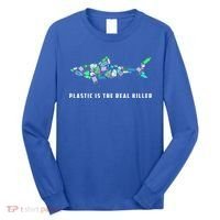 Plastic Is The Real Killer Costume Shark Save Ocean Cool Gift Long Sleeve Shirt thumb 0