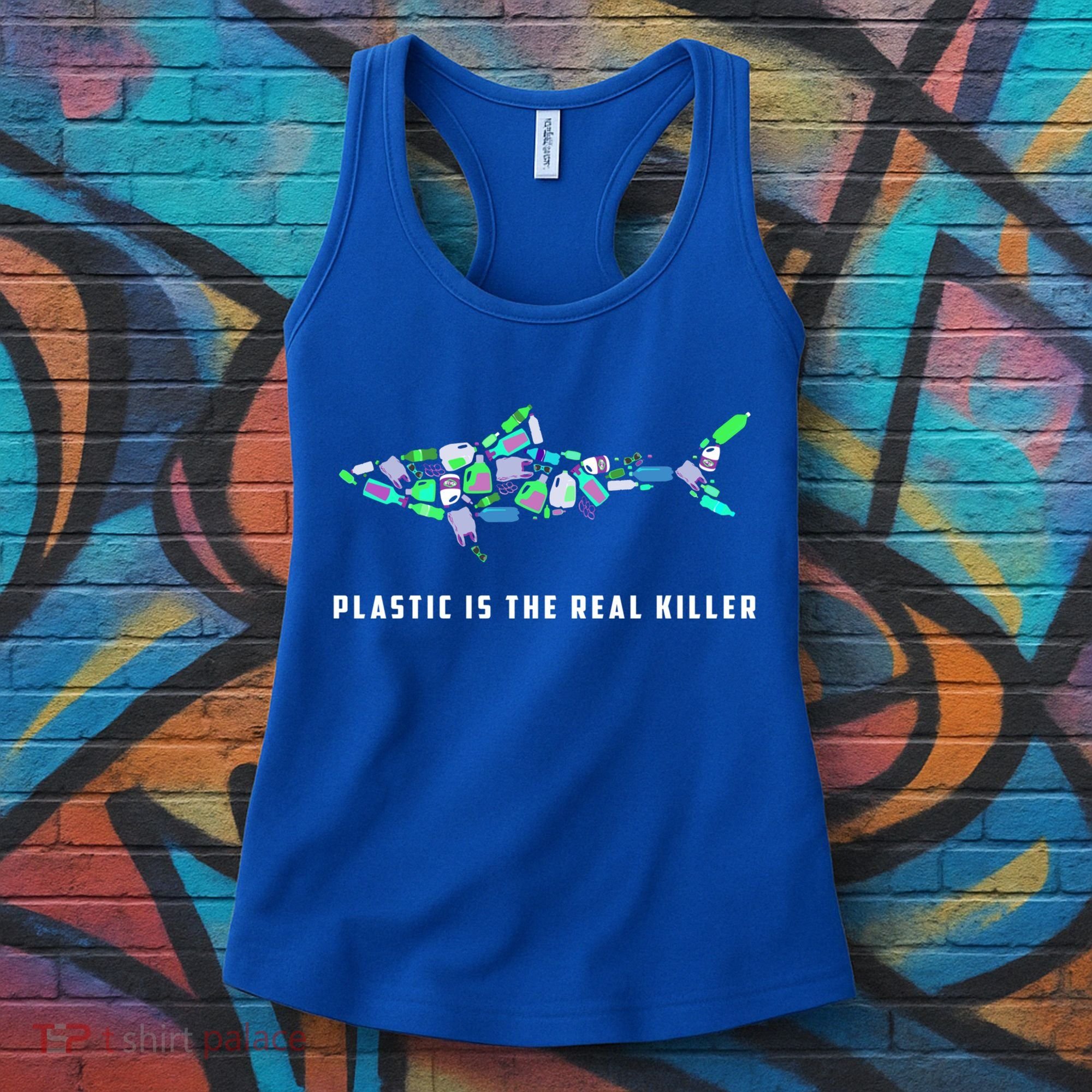 Plastic Is The Real Killer Costume Shark Save Ocean Cool Gift Women's Tank Top