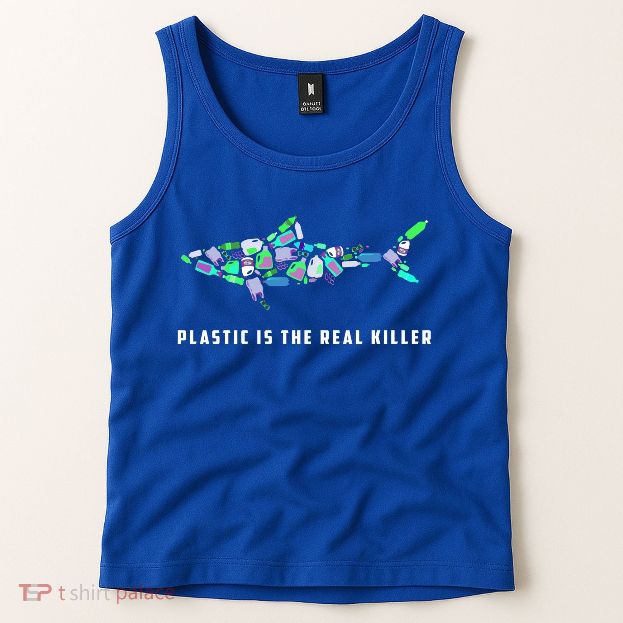 Plastic Is The Real Killer Costume Shark Save Ocean Cool Gift Tank Top