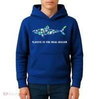 Plastic Is The Real Killer Costume Shark Save Ocean Cool Gift Kids Hoodie thumb 4