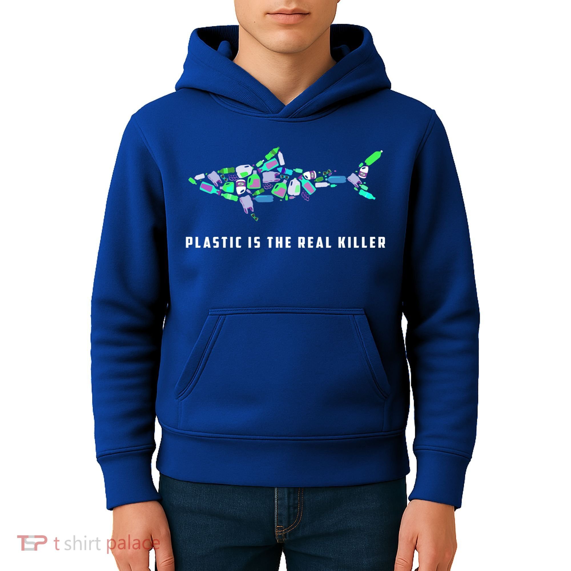 Plastic Is The Real Killer Costume Shark Save Ocean Cool Gift Kids Hoodie