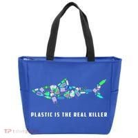 Plastic Is The Real Killer Costume Shark Save Ocean Cool Gift Tote Bag thumb 0