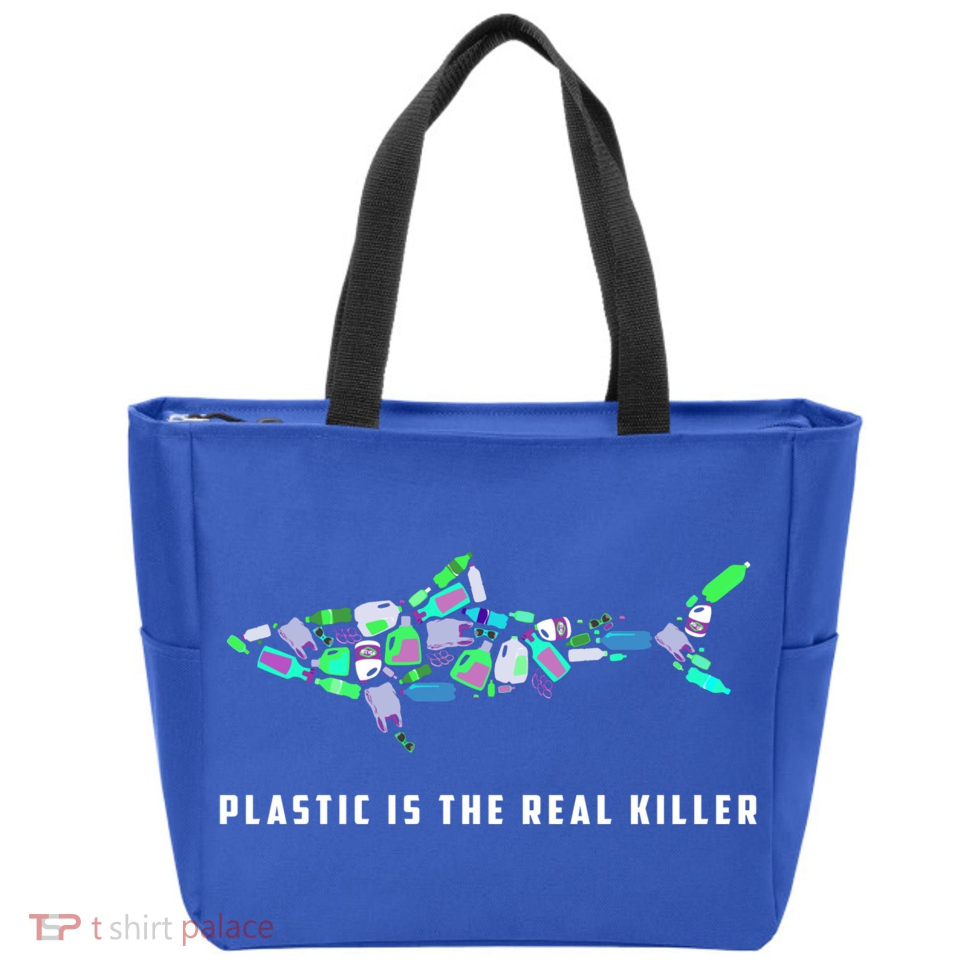Plastic Is The Real Killer Costume Shark Save Ocean Cool Gift Tote Bag