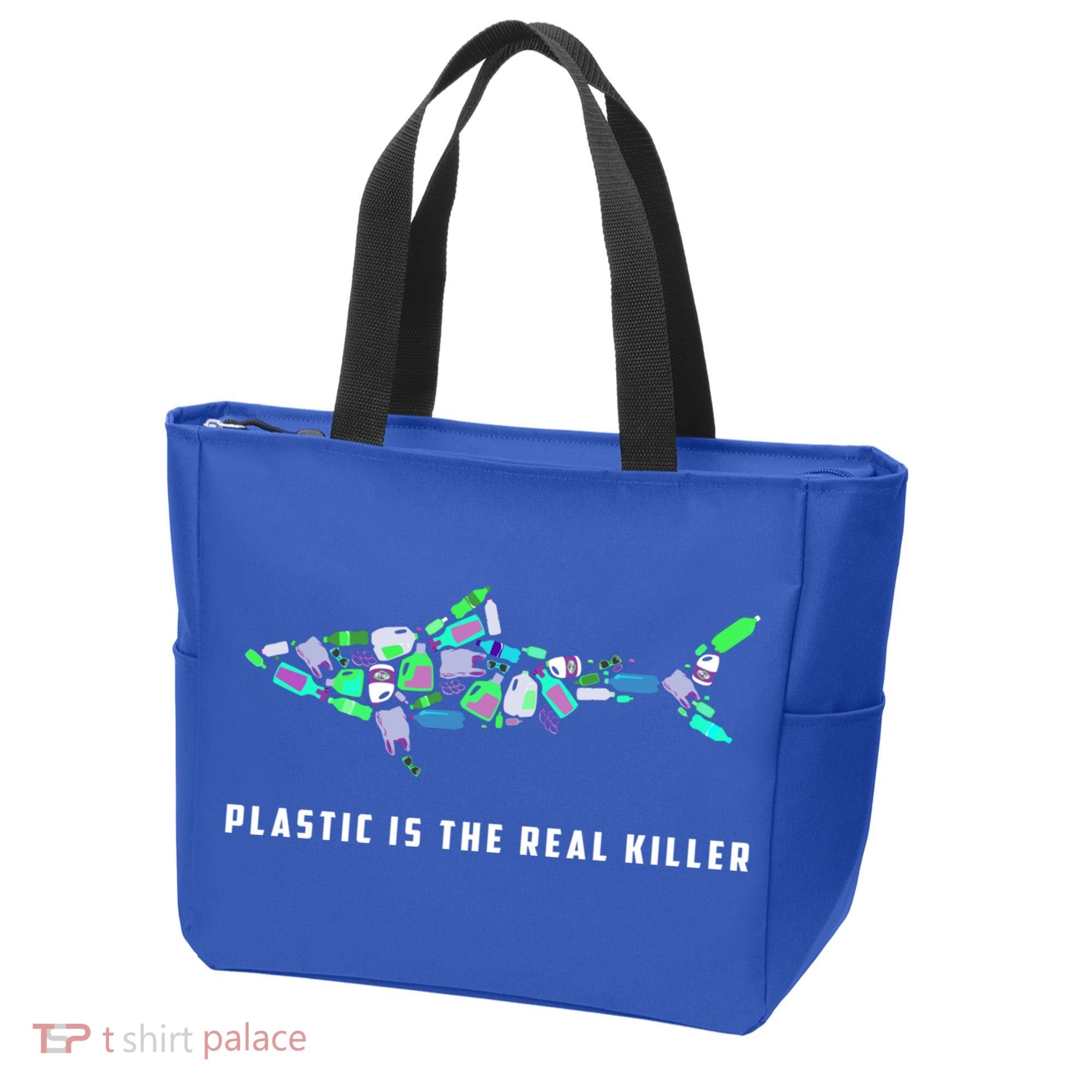 Plastic Is The Real Killer Costume Shark Save Ocean Cool Gift Tote Bag