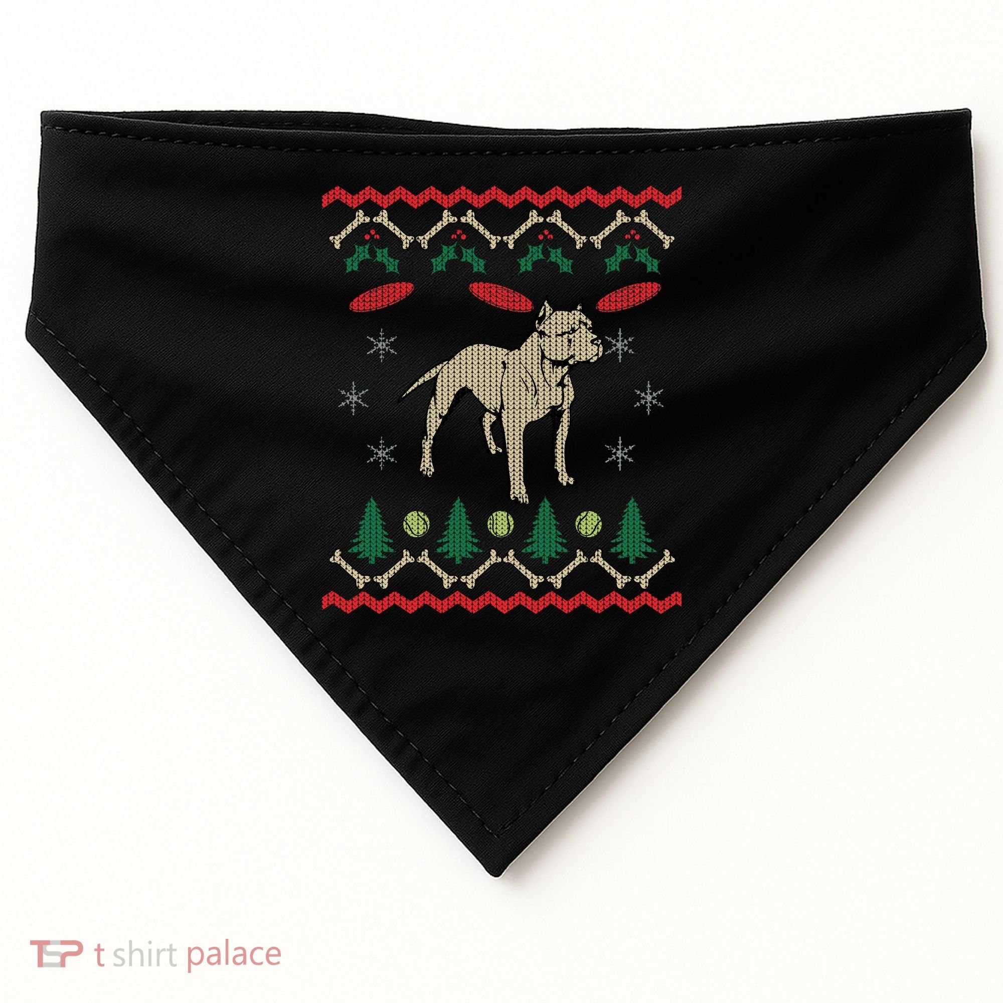 Pitbull Ugly Christmas Sweater USA-Made Doggie Bandana