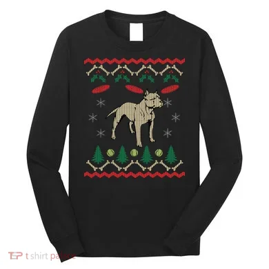 Pitbull Ugly Christmas Sweater Long Sleeve Shirt