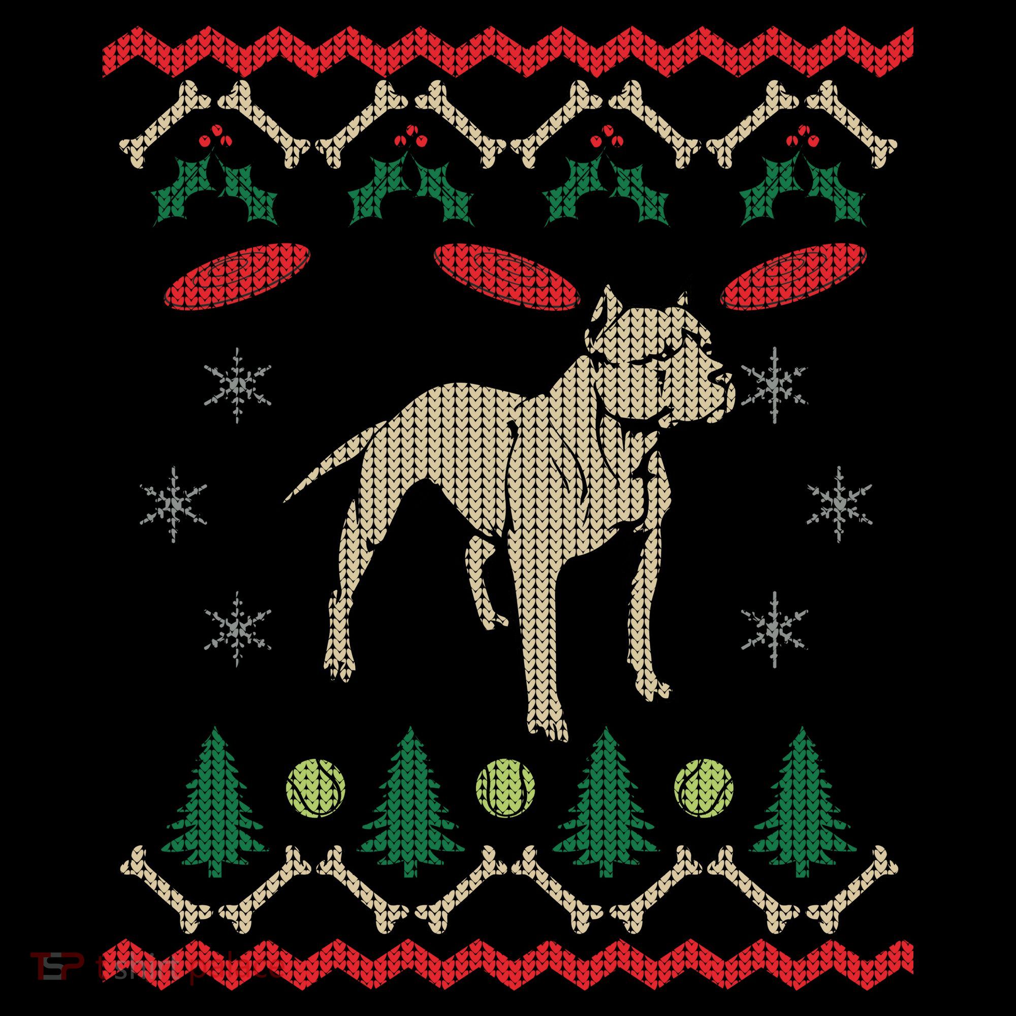 Pitbull Ugly Christmas Sweater Bucket Hat