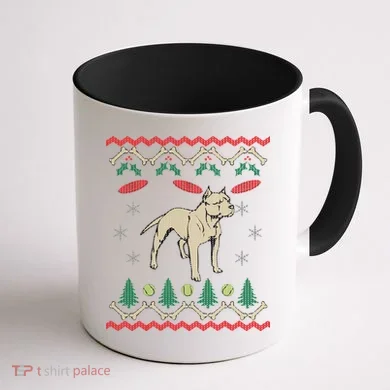 Pitbull Ugly Christmas Sweater Coffee Mug back