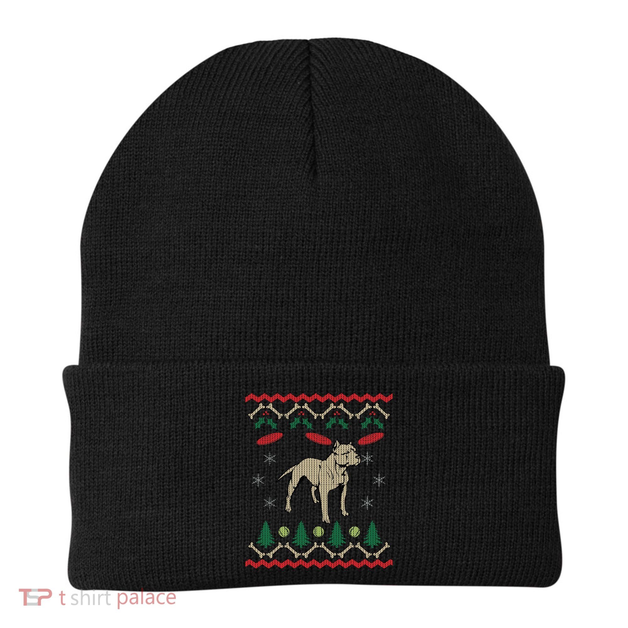 Pitbull Ugly Christmas Sweater Beanie