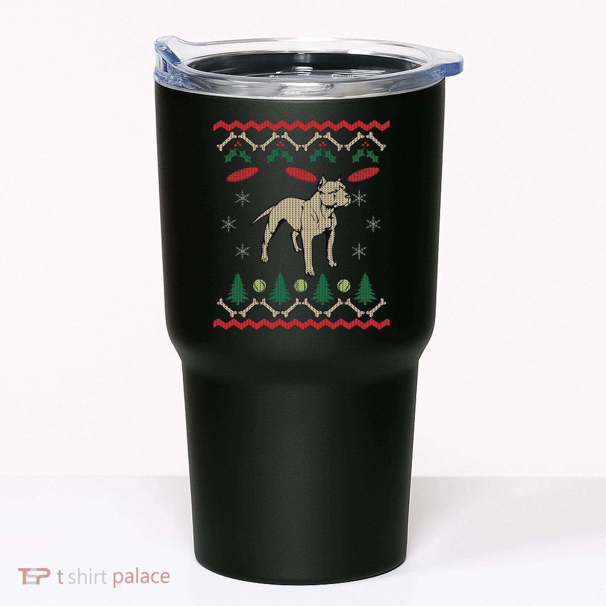 Pitbull Ugly Christmas Sweater Tumbler