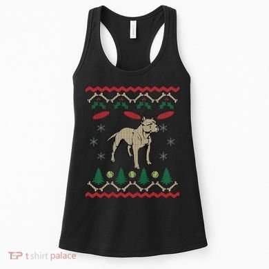 Pitbull Ugly Christmas Sweater Women's Tank Top