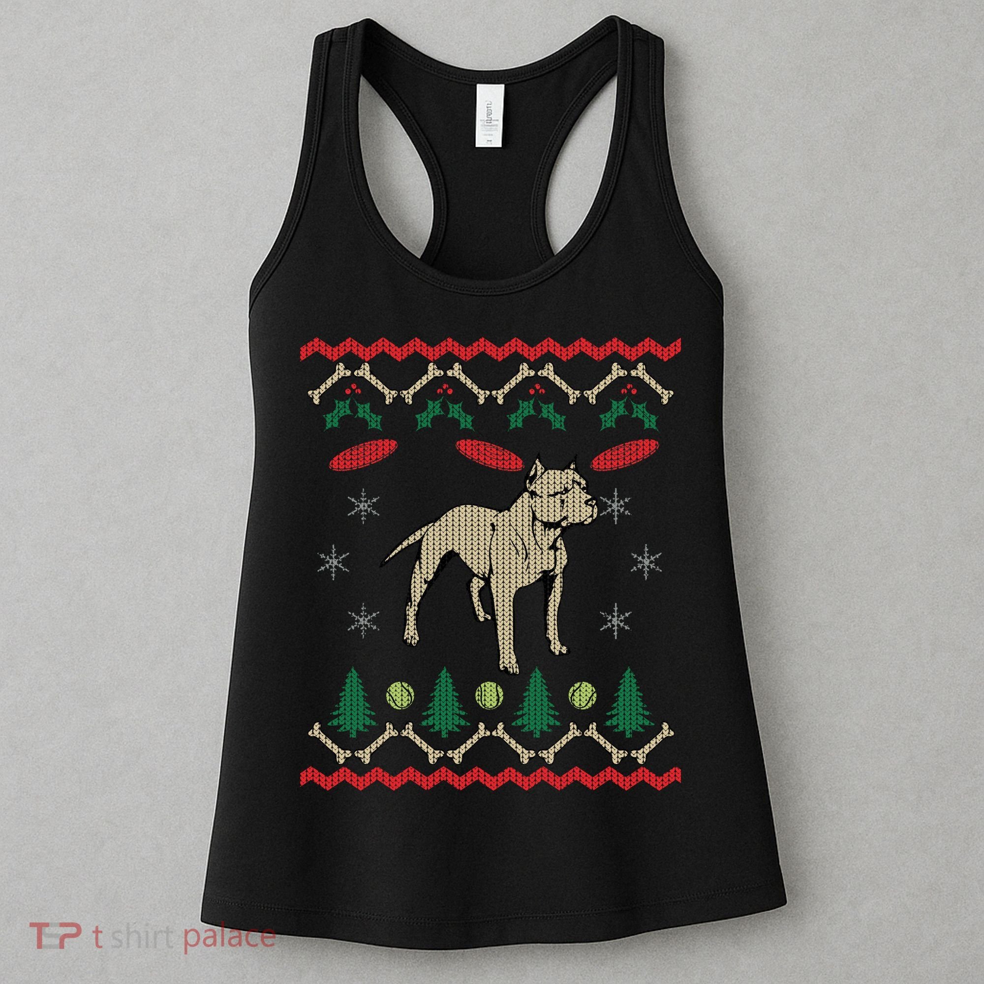 Pitbull Ugly Christmas Sweater Women's Tank Top