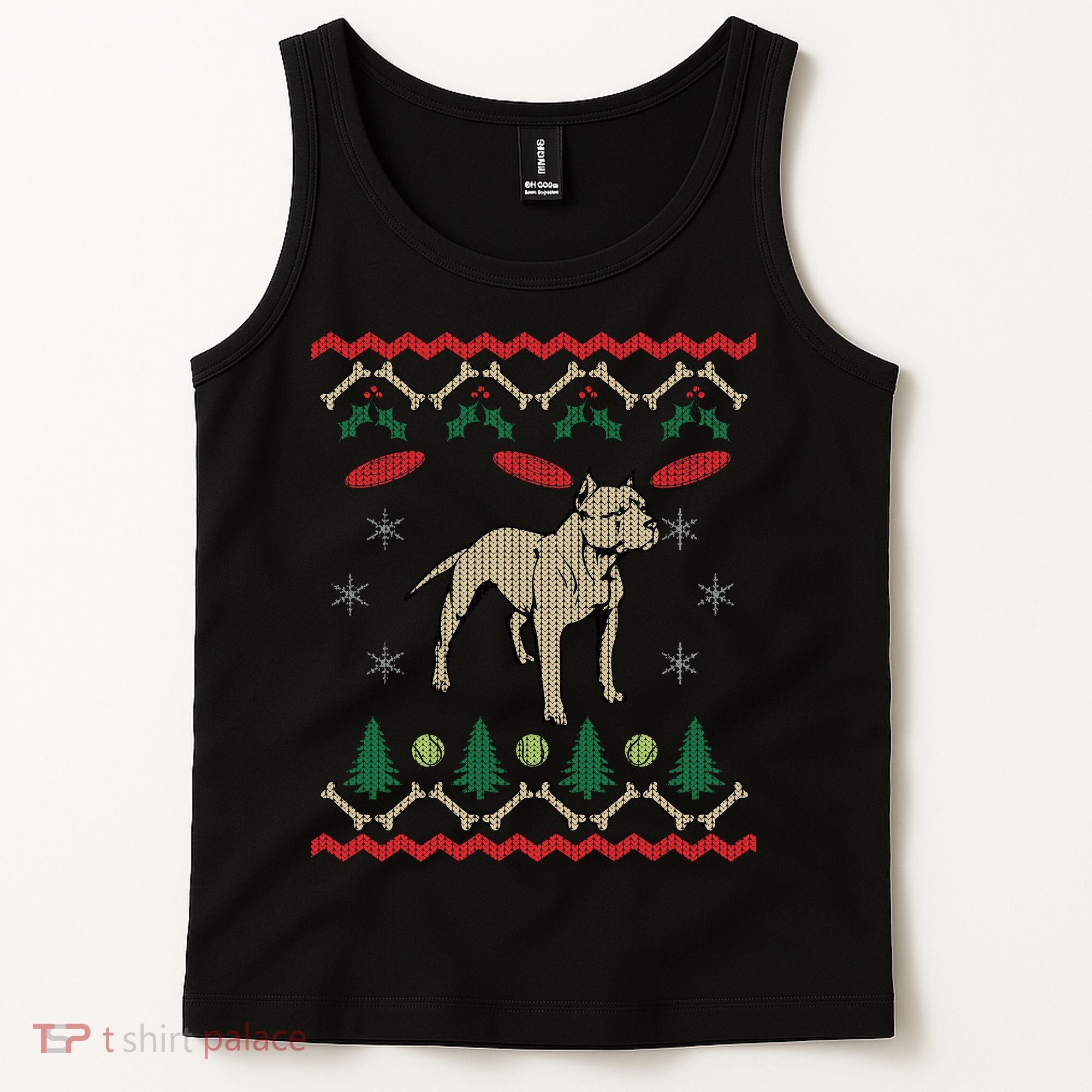 Pitbull Ugly Christmas Sweater Tank Top