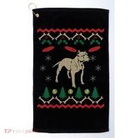 Pitbull Ugly Christmas Sweater Golf Towel thumb 0