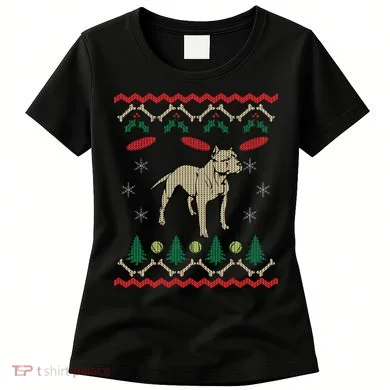 Pitbull Ugly Christmas Sweater Women's T-Shirt