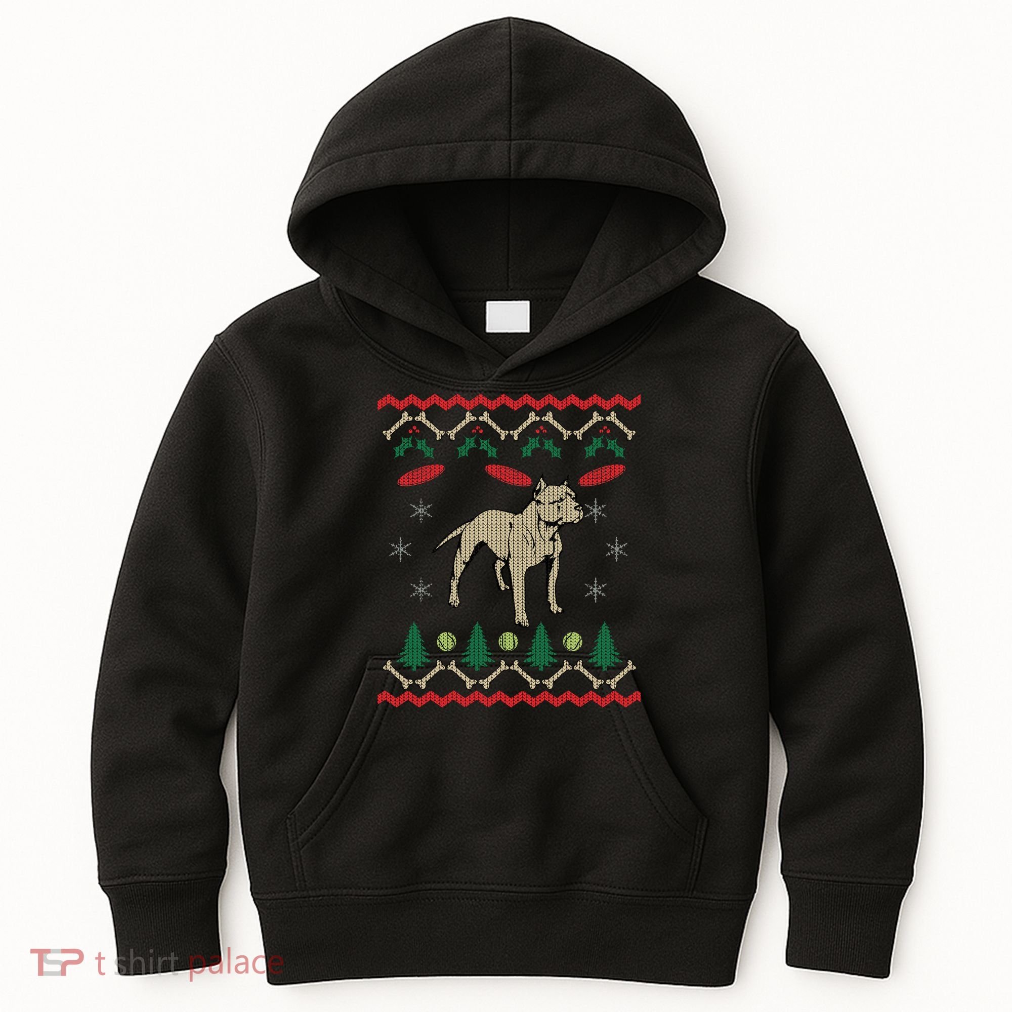 Pitbull Ugly Christmas Sweater Kids Hoodie