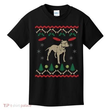 Pitbull Ugly Christmas Sweater Kids T-Shirt