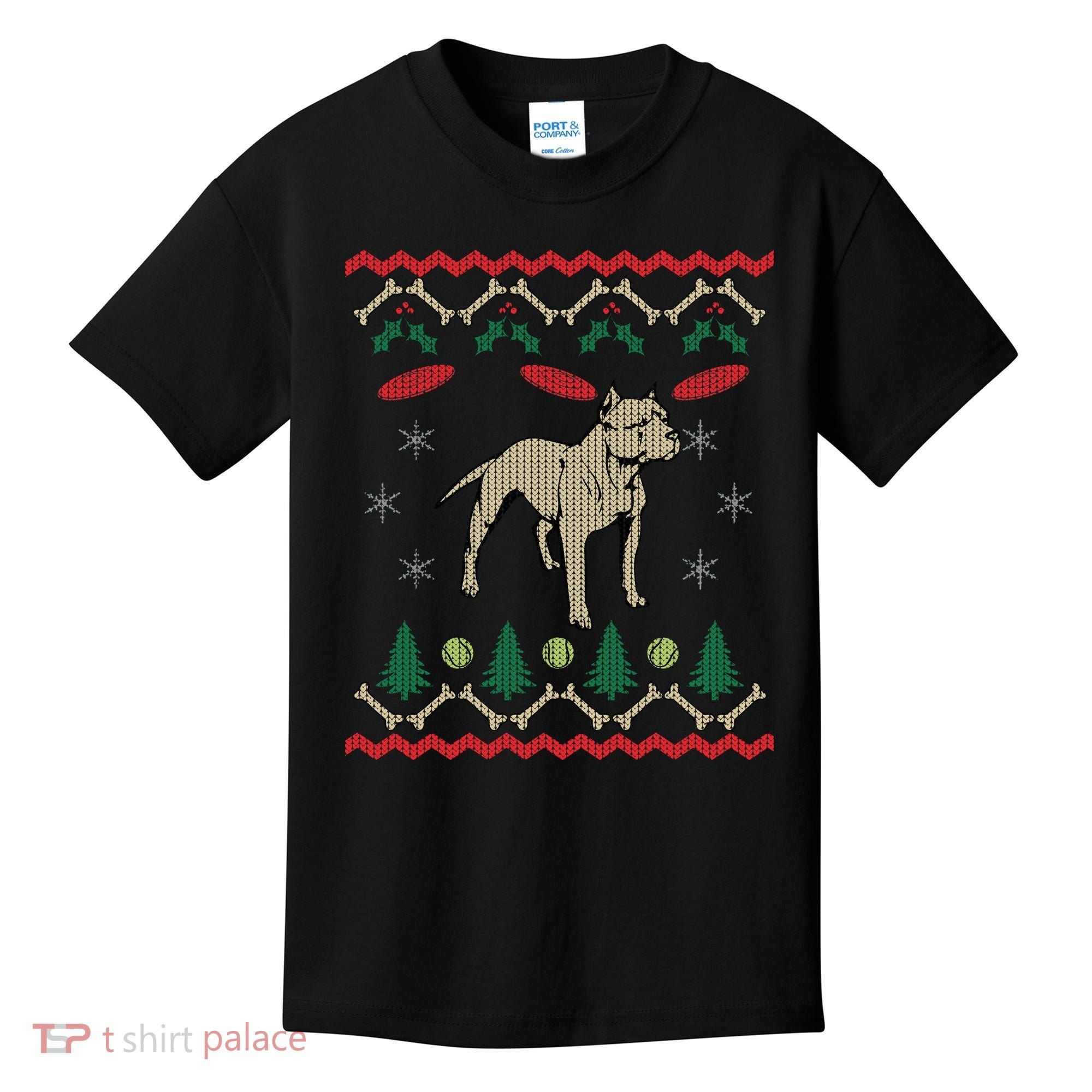 Pitbull Ugly Christmas Sweater Kids T-Shirt