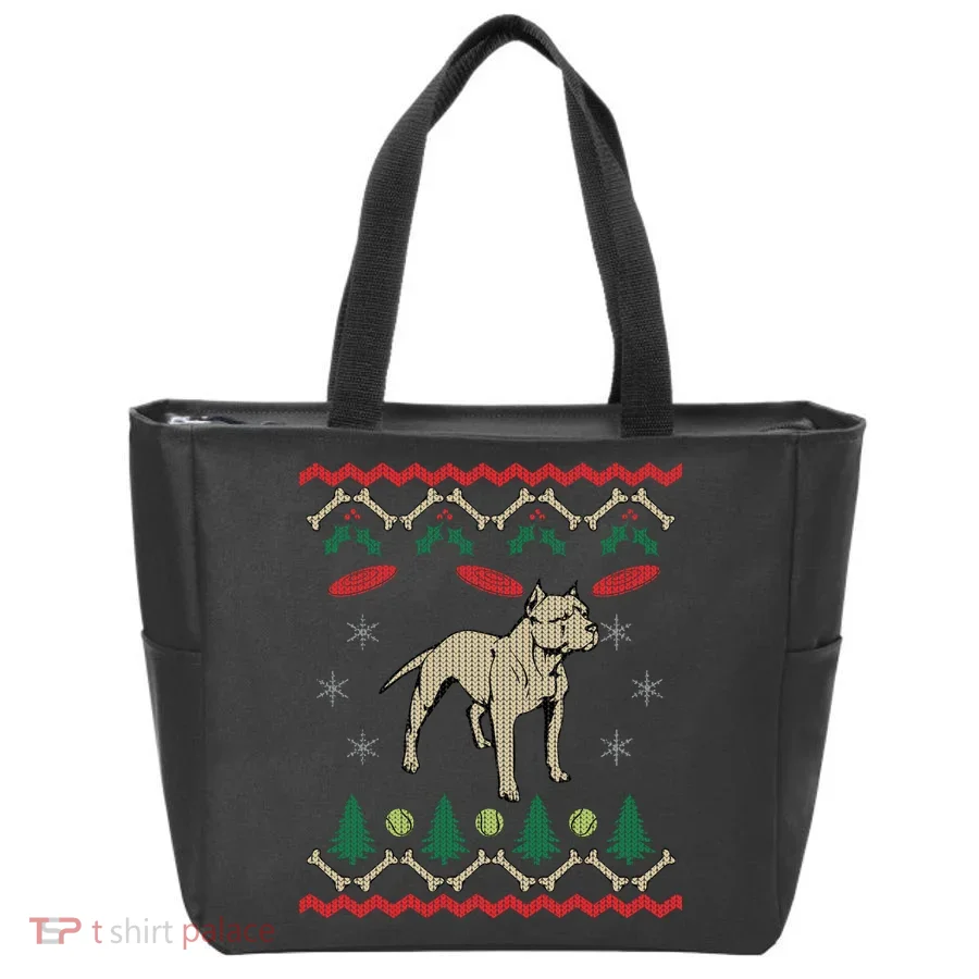 Pitbull Ugly Christmas Sweater Tote Bag